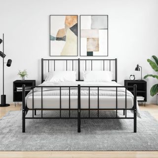 тумбочки прикроватные 2 шт., черные, 40 x 30 x 50 см, искусственное дерево