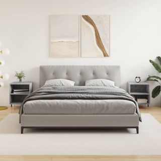 прикроватные тумбочки 2 шт., бетонно-серый, 40 x 30 x 50 см, искусственное дерево