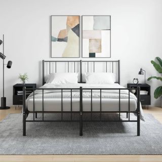 прикроватные тумбочки 2 шт., черные, 40 x 35 x 47,5 см, искусственное дерево