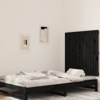 Изголовье кровати настенное, черное, 95,5x3x90 см, сосна
