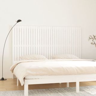 seinale kinnitatav voodipeats, valge, 204x3x110 cm, männipuit