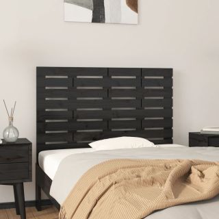 Изголовье кровати настенное, черное, 81x3x63 см, сосна