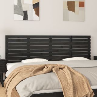 seinale kinnitatav voodipeats, must, 166x3x63 cm, männipuit