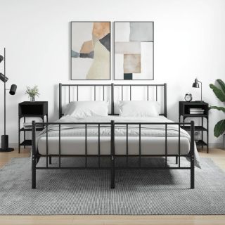 тумбочки прикроватные 2 шт., черные, 35 x 34,5 x 70 см, искусственное дерево