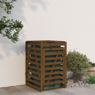 ratastega prügikasti kuur, meepruun, 84x90x128,5 cm, männipuit