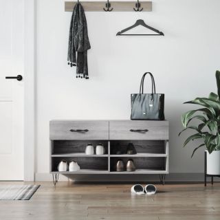 Скамейка для обуви, серый дуб Сонома, 102 x 35 x 55 см, искусственное дерево