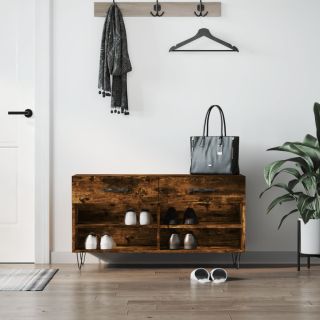 скамейка для обуви, копченый дуб, 102 x 35 x 55 см, искусственное дерево