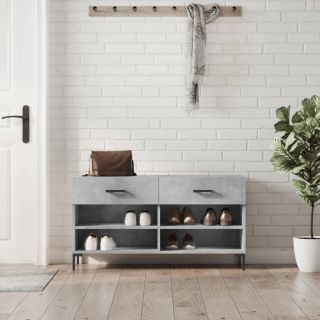 Скамейка для обуви, бетонно-серая, 102 x 35 x 55 см, искусственное дерево