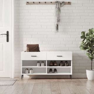jalatsipink, kõrgläikega valge, 102 x 35 x 55 cm, tehispuit