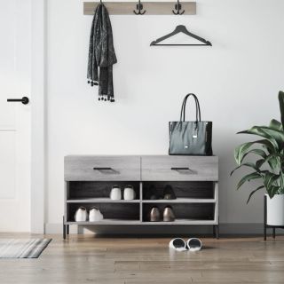 Скамейка для обуви, серый дуб Сонома, 102 x 35 x 55 см, искусственное дерево