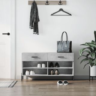Скамейка для обуви, бетонно-серая, 102 x 35 x 55 см, искусственное дерево
