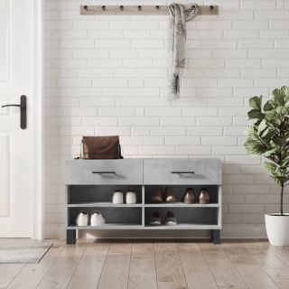 Скамейка для обуви, бетонно-серая, 102 x 35 x 55 см, искусственное дерево