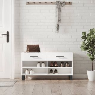 jalatsipink, kõrgläikega valge, 102 x 35 x 55 cm, tehispuit