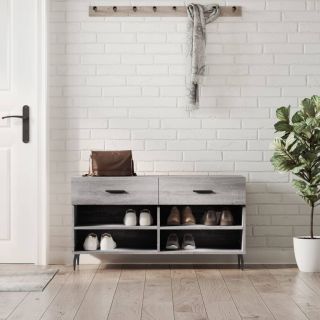 Скамейка для обуви, серый дуб Сонома, 102 x 35 x 55 см, искусственное дерево