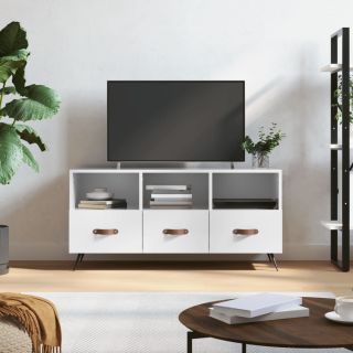 Тумба под телевизор, глянцевый белый, 102 x 36 x 50 см, искусственное дерево