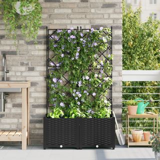 Trellisega aiakast 2 tk Must 80x40x143 cm