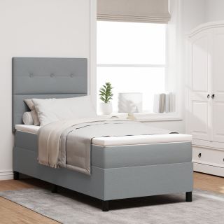 Box Spring voodi madratsiga Helehall 100x200 cm Kangas
