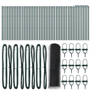 Heksagonaalne aed Hall 0.8x100 m Teras,Aiapostid 13 tk Roheline Ø32 mm 120 cm Galvaniseeritud teras