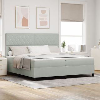 Box Spring Voodi Katted Koos Madratsiga Heledalt Hallilt 200x200 cm Samet