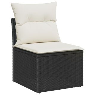 7-osaline aia diivanikomplekt padjadega must polü rattan akaatsia