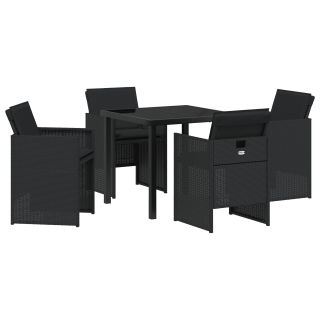 5 Tükine Aia Söögikomplekt Padjadega Must Polü Rattan