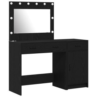 2-osaline lauakomplekt LED-idega mustast tehnopuidust