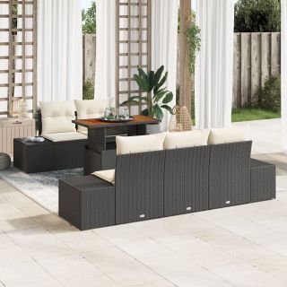 6-osaline Aia Söögikomplekt koos Patjadega Must Polü Rattan Aksia