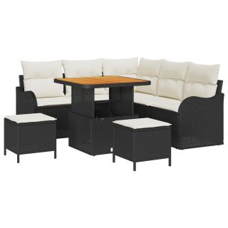 8-osaline aiadiivanikomplekt padjadega must polü rattan,2-kohaline aiadiivan koos hoiustamise ja padjadega must polü rattan,3-osaline aia söögikomplekt padjadega must polü rattan