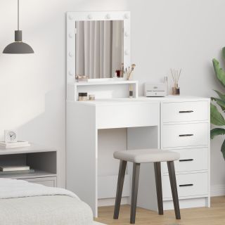 Kosti tualettlaud LED-valgustusega, valge, 50x41x135 cm