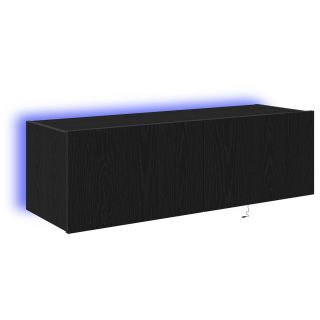 TV Seina Kapp LED Valgusega Must Tamme 100x35x31 cm