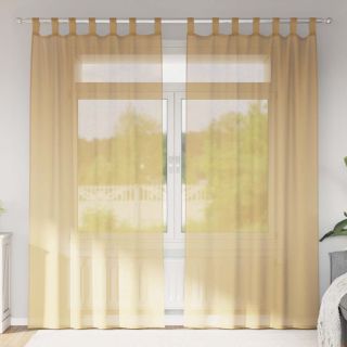 Voile kardinad varrastega taskutega 2 tk Liiv