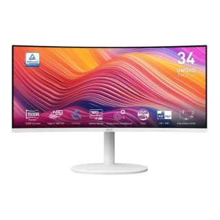 LCD Monitor|MSI|MODERN MD342CQPW|34|Business/Curved/21 : 9|Swivel|Pivot|Height adjustable|Tilt|Matte|Panel VA|3440x1440|21:9|120Hz|5 ms|Speakers|Colour White|MODERNMD342CQPW