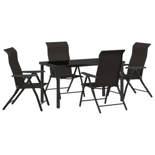 5-osaline aeda söögiala komplekt Must Polü Rattan