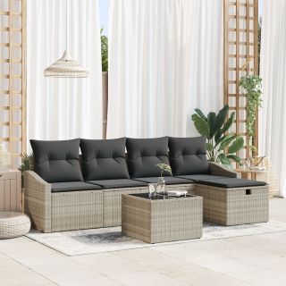 6-osaline Aia Sofa Komplekt koos Padjadega Heleda Halli Polü Rattani