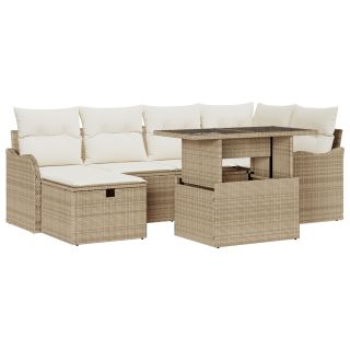 7-osaline aiadiivanite komplekt padjadega Beež polü rattan,2-kohaline aiadiivan padjadega Beež polü rattan