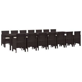 15-osaline aiatarvete komplekt padjadega Pruun Polürotang,aiatablett Pruun 250x100x73 cm Polürotang,aiatablett Pruun 150x100x73 cm Polürotang,aiatoole padjadega 2 tk Pruun Polürotang,aiatoole padjadega 4 tk Pruun Polürotang