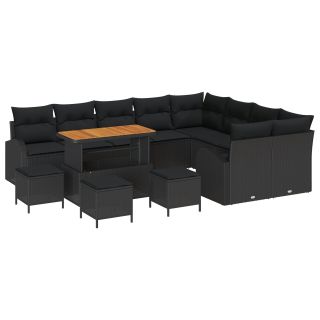 13-osaline Aia diivanikomplekt padjadega Must polü rattan akatsiaga,2-kohaline Aia diivan panipaiga ja patjadega Must polü rattan,4-osaline Aia söögikomplekt padjadega Must polü rattan akatsiaga