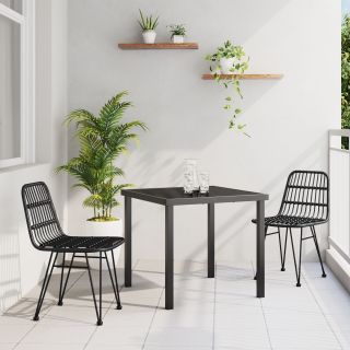 3-osaline aiandi söögikomplekt Must Polü Rattan
