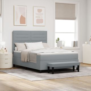 Box Spring voodi madratsi ja benchi heledas hallis 140x200 cm kangas