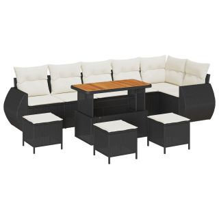 10-osaline aiamööbli komplekt padjadega Must polü rattan AKAATSIA,4-osaline aiamööbli komplekt padjadega Must polü rattan AKAATSIA