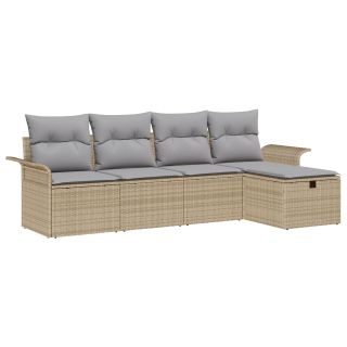 5-osaline Aia Diivanikomplekt Kattidega ja Polü Rattan,2-kohaline Aia Diivan Salvestuse & Kattidega Beež Polü Rattan
