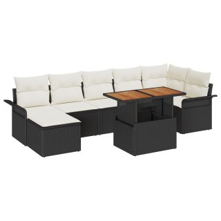 8-osaline aiadiivanikomplekt koos patjadega Must Polü rattan,2-kohaline aiadiivan koos ladustamise ja patjadega Must Polü rattan