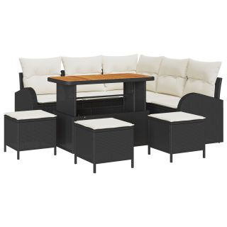 9-osaline Aia Diivanikomplekt Padjadega Must Polü Rattan Akaatsia,2-kohaline Aia Diivan Padjadega Must Polü Rattan,4-osaline Aia Söögikomplekt Padjadega Must Polü Rattan Akaatsia