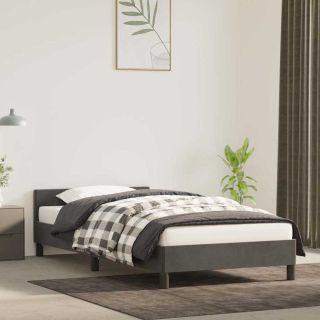 voodiraam ilma madratsita, tumehall, 90x200 cm, samet