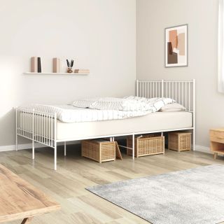металлический каркас кровати с изголовьем и изножьем, белый, 140 x 200 см