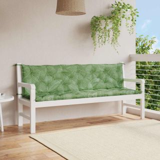 Подушки для сидения садовой скамейки 2 шт., узор из листьев, 200 x 50 x 7 см, ткань