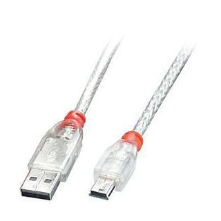 CABLE USB2 A TO MINI-B 0.5M/TRANSPARENT 41781 LINDY