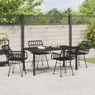 5-osaline aia söögikomplekt Must Poly Rattan
