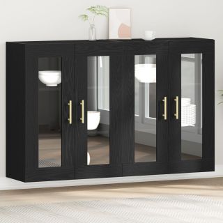 Seinale paigaldatavad kapid 2 tk Must tamm 69,5x34x90 cm Tehispuit