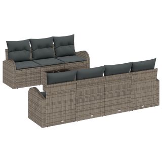 8-osaline aiamööbli komplekt padjadega hall polü rattan,2-kohaline aia diivan koos hoiustamise ja padjadega hall polü rattan